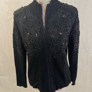 Christine Phillipé black zipper cardigan